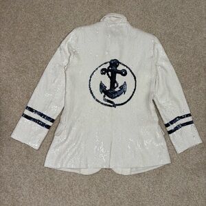 L'AGENCE Sequin Blazer with Anchor Design
